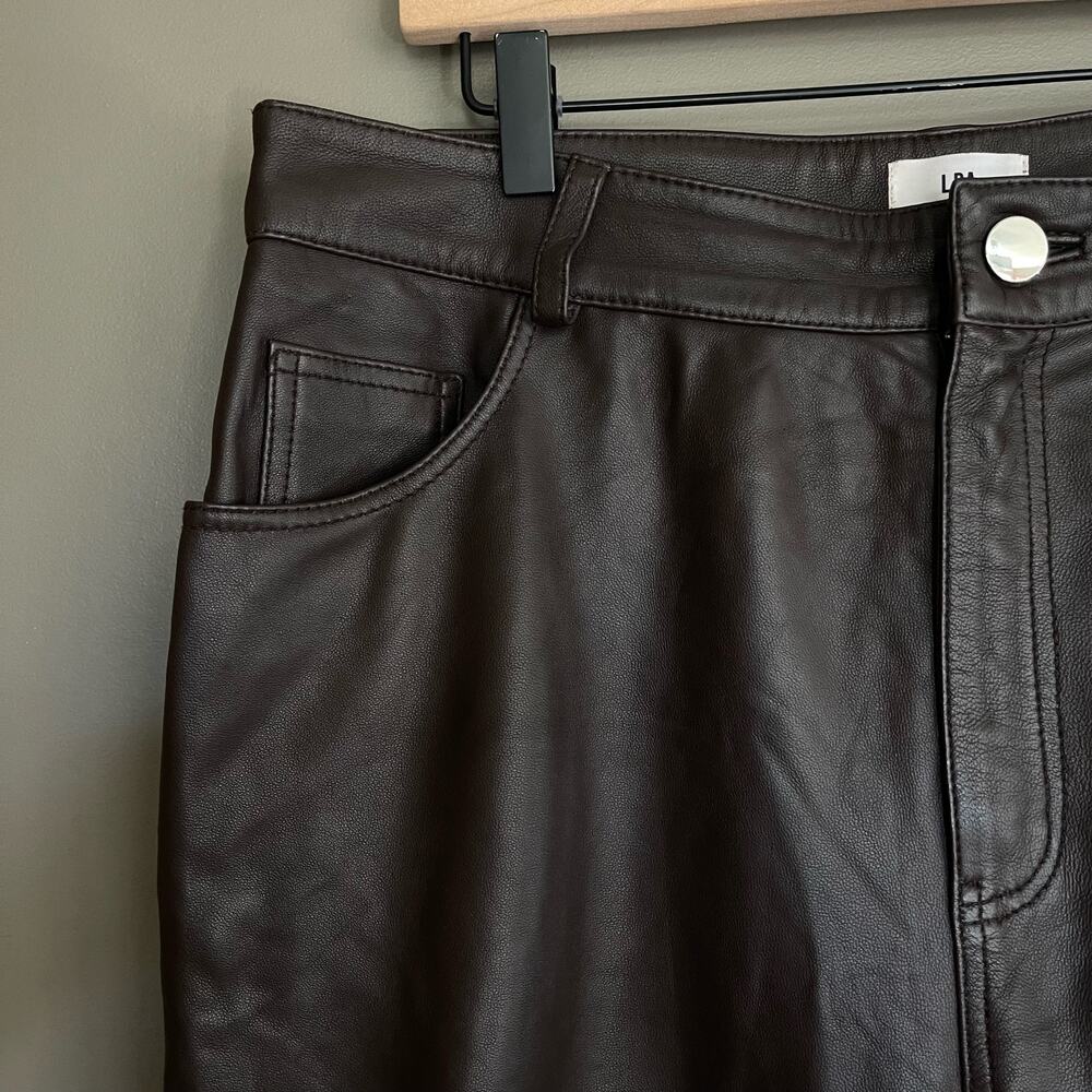 LPA Leather Pant 417 in Brown‎ Size XL High Waist Straight Leg 100% Leather Sexy - Picture 5 of 16